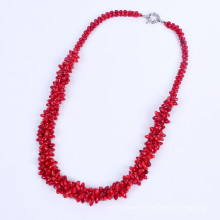 Nouveau collier de perles de corail rouge ficelle